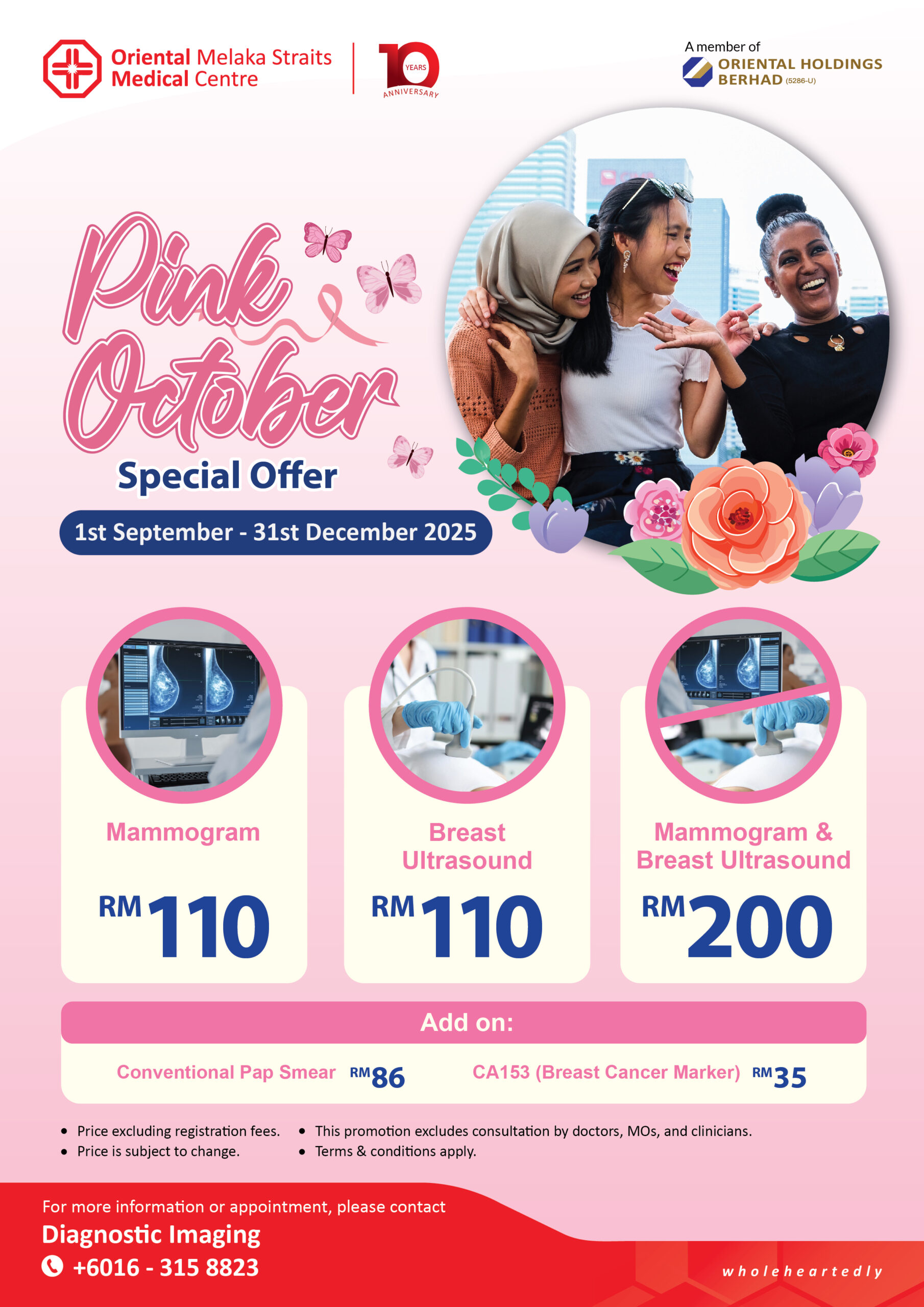 Pink October breast screening offer at Oriental Melaka Straits Medical Centre