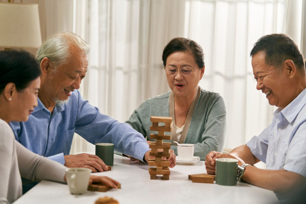 Elderly stay mentally active - reducing the risk of dementia.