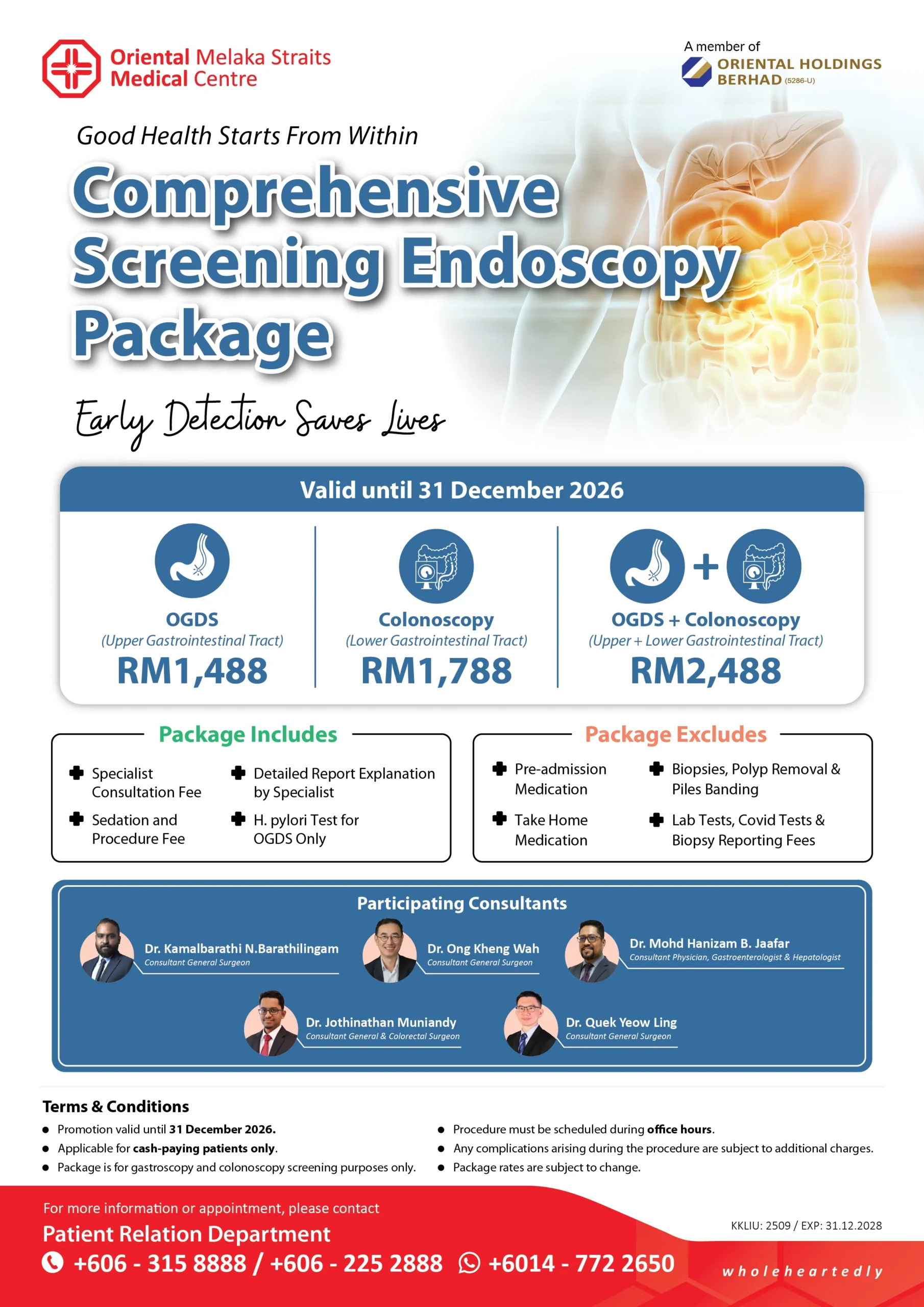 comprehensive OGDS, Colonoscopy, OGDS+Colonoscopy package OMSMC 2026